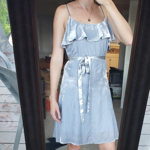 baby blue velvet dress